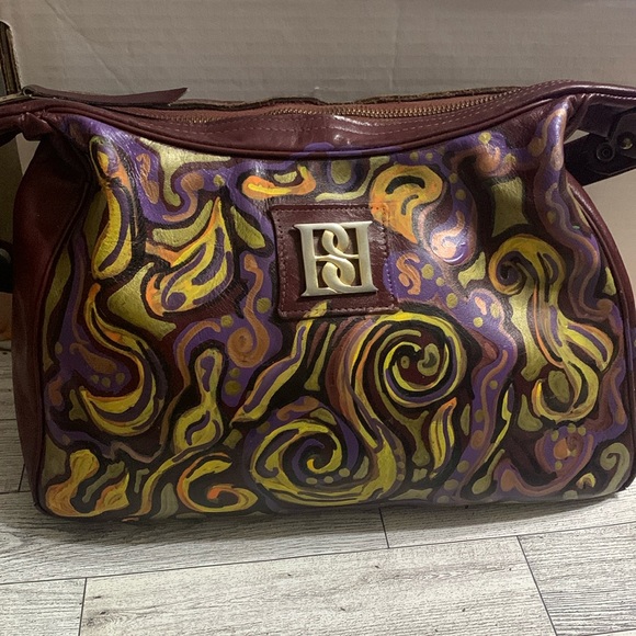 GROOVY!!! ONE OF A KIND!!! DESIGNER HAND PAINTED HANDBAG - Picture 1 of 8